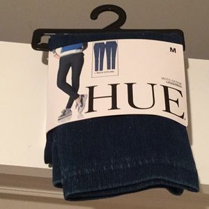 HUE DENIM MOTO LEGGINGS MEDIUM WASH SZ MED NWT